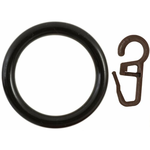 Кольцо с крючком Русские Карнизы, пластик, цвет дуб венге, 2.8 см, 4 шт.