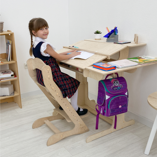 Парта для школьника и растущий стул, комплект мебели