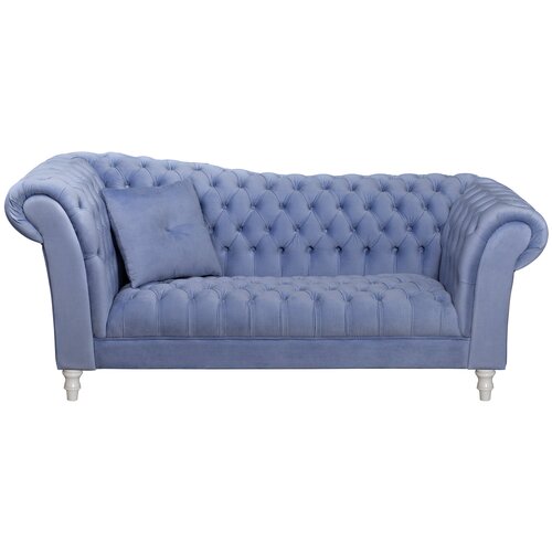 Голубой велюровый диван Lina Blue-W