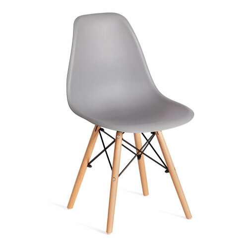 Стул обеденный TetChair CINDY-2 EAMES светло-серый пластик, ножки массив дерева бежевый, T-19828