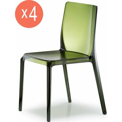 Комплект из 4-х прозрачных стульев PEDRALI Blitz, для кухни и гостиной, цвет зеленый
