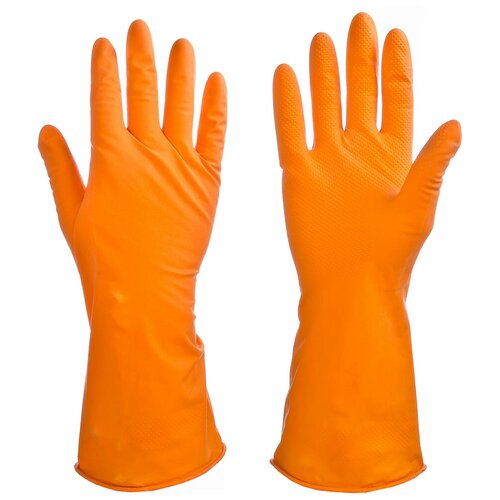 Перчатки Vetta резиновые, 1 пара, размер S, цвет оранжевый