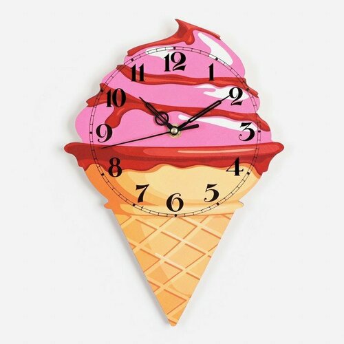 Часы настенные, серия: детские, "Мороженое-рожок", дискретный ход, 32 х 23 см (комплект из 7 шт)