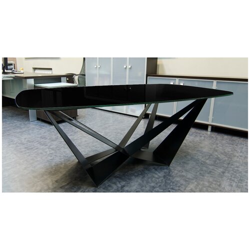 Обеденный стол Scorpio для офиса черный, офисный стол переговоров с дизайнерскими металлическими опорами «Паук»
