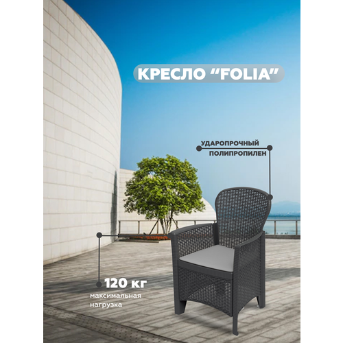 Кресло "FOLIA" с подушкой, антрацит, арт. 09015