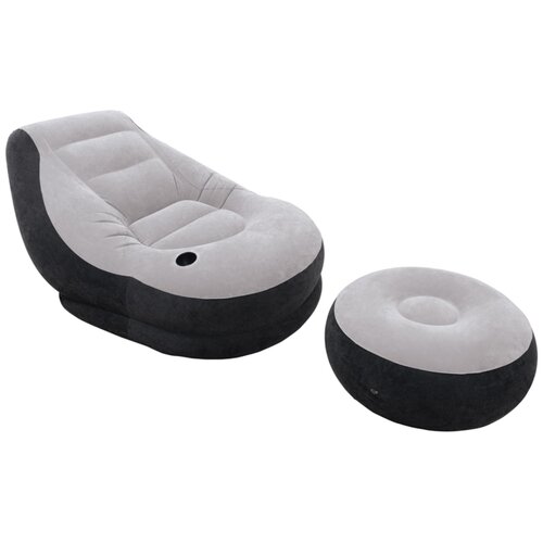 Надувное кресло Intex Ultra Lounge с пуфиком (68564), 137х102 см, серый/черный