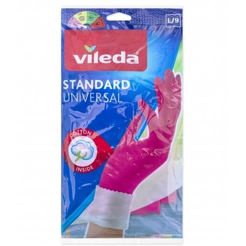 Перчатки Vileda Standard, 1 пара, размер L, цвет розовый
