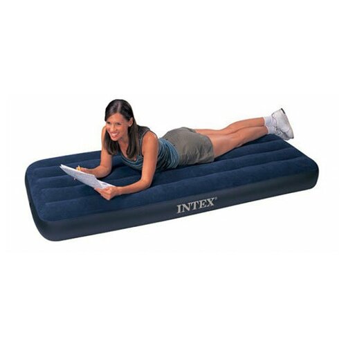 Матрас надувной Intex флок. 64763 Dura-beam Downy Airbed, 152х203х25см, встроенный ножной насос