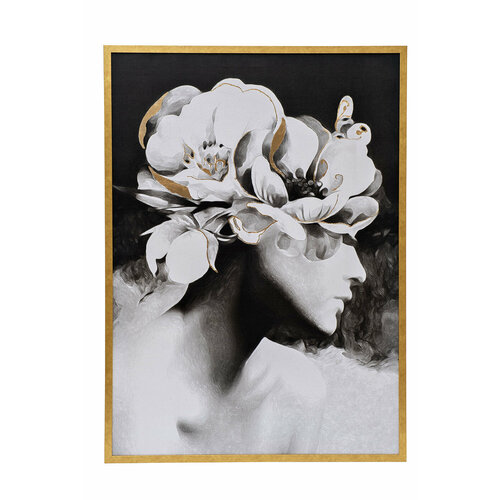 Холст "Девушка с цветами-2" в золотом багете 89VOR-GIRL FLOWER-2