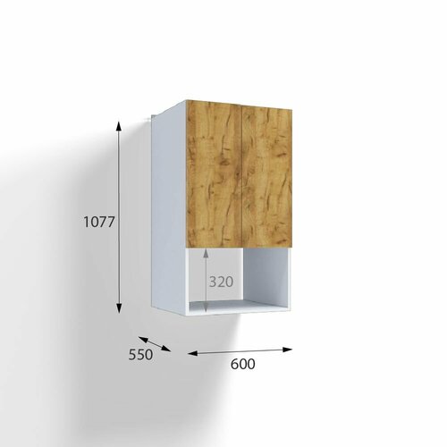 Надстройка, две двери, для Модуль кухонный, нижний 60см, для духового шкафа+ящик, дуб