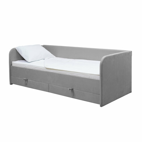 Диван-кровать Софт 1900*800 серая на ортопедическом основании с ящиками для хранения, кровать детская от 3 лет