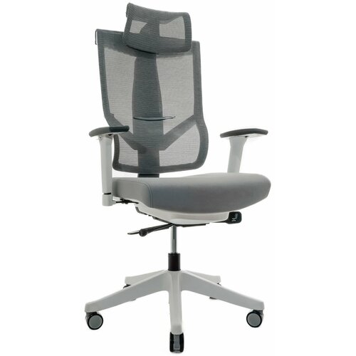 Эргономичное офисное кресло Falto Hoshi Fabric (серое, каркас белый)