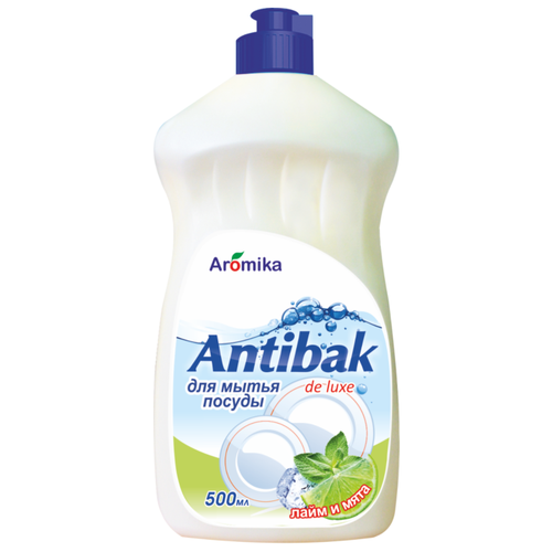 Aromika жидкость для мытья посуды Antibac De Luxe Лайм и мята, 0.5 л, 0.6 кг