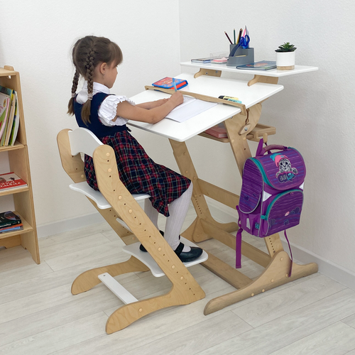 Парта для школьника Хронос и растущий стул Компаньон, комплект мебели