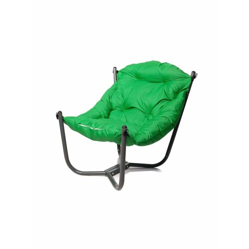 Мягкое кресло для дачи и дома серое зеленая подушка